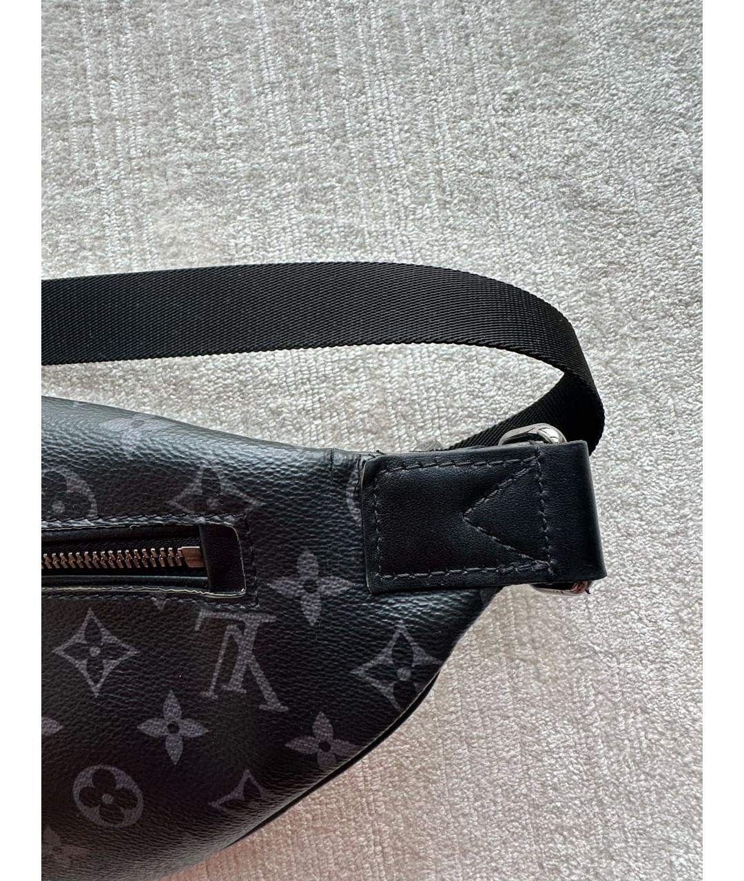 LOUIS VUITTON Антрацитовая кожаная поясная сумка, фото 6