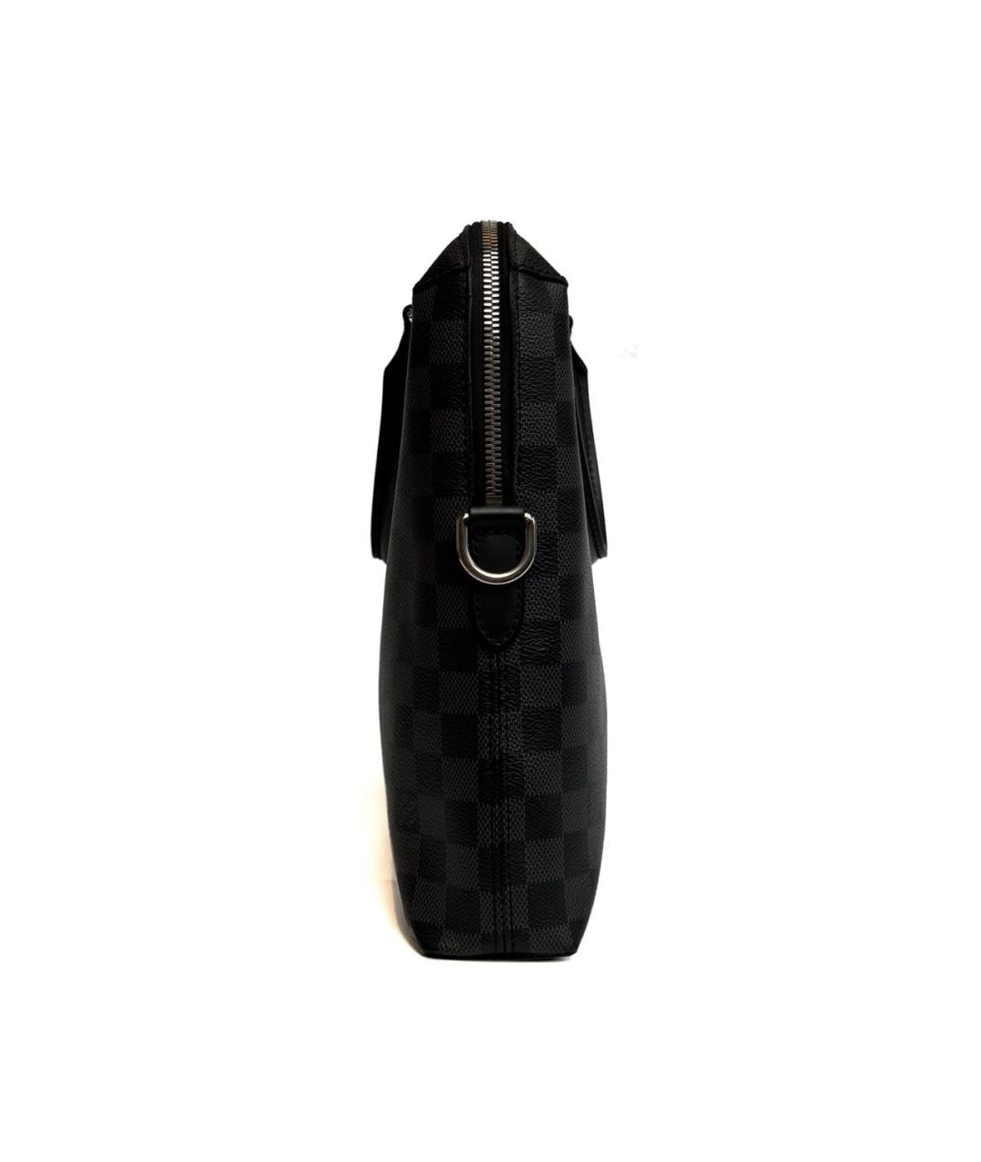 LOUIS VUITTON Черный кожаный портфель, фото 5