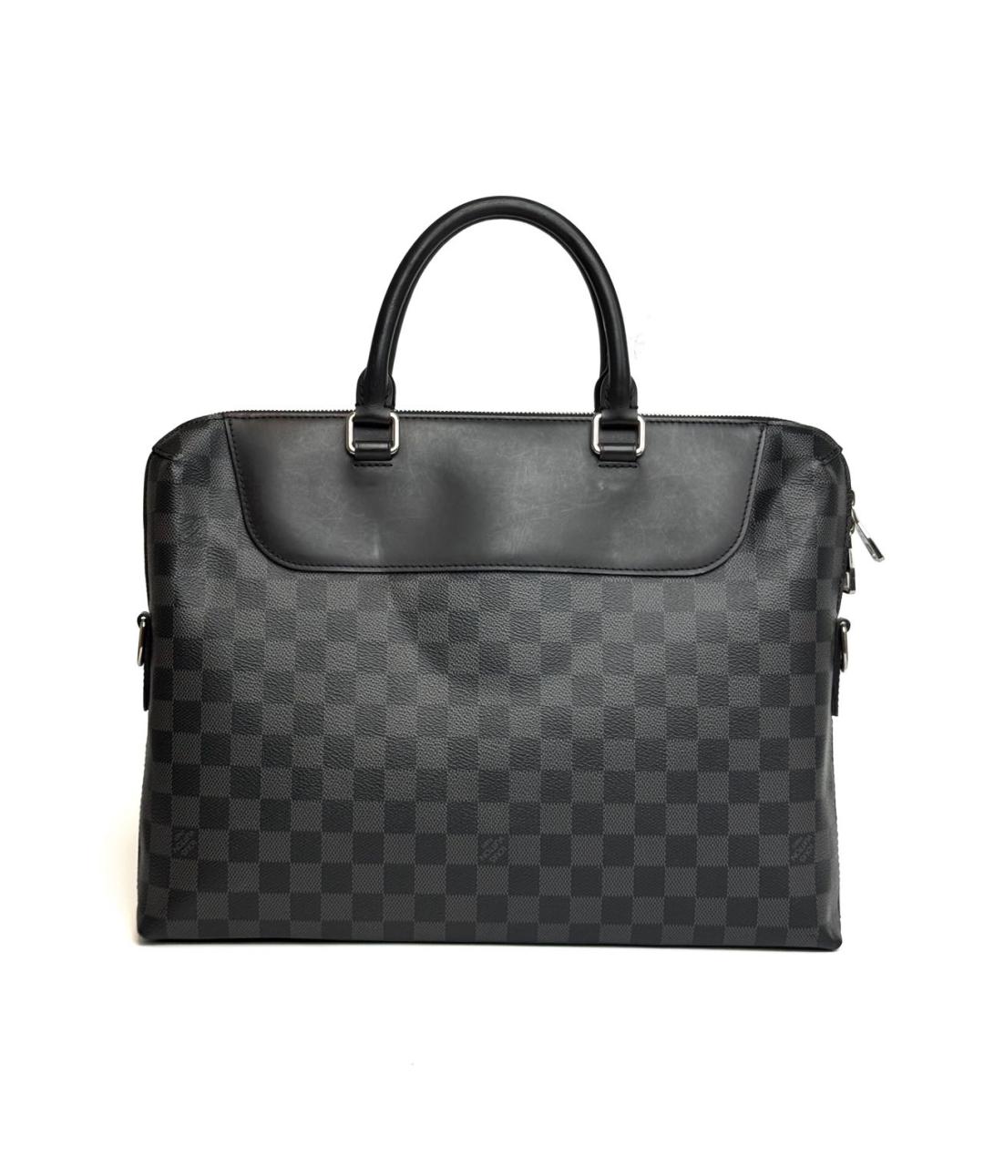 LOUIS VUITTON Черный кожаный портфель, фото 2