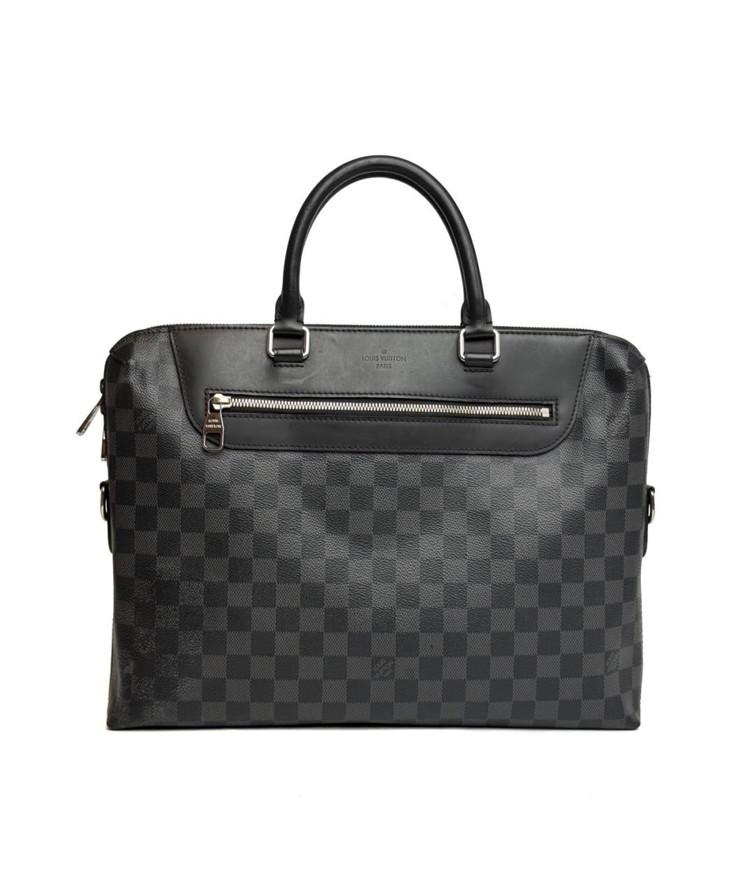LOUIS VUITTON Черный кожаный портфель, фото 9