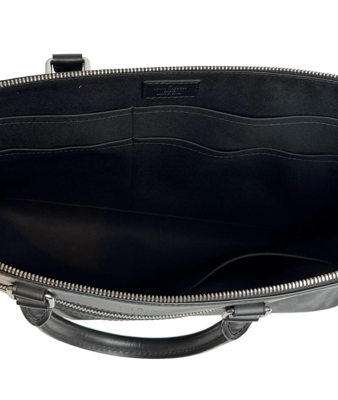 LOUIS VUITTON Черный кожаный портфель, фото 6