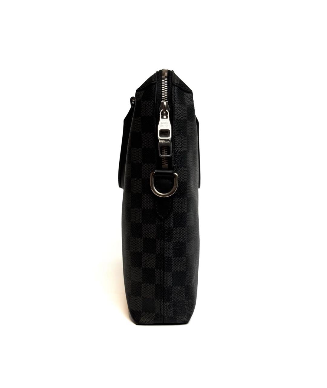 LOUIS VUITTON Черный кожаный портфель, фото 4