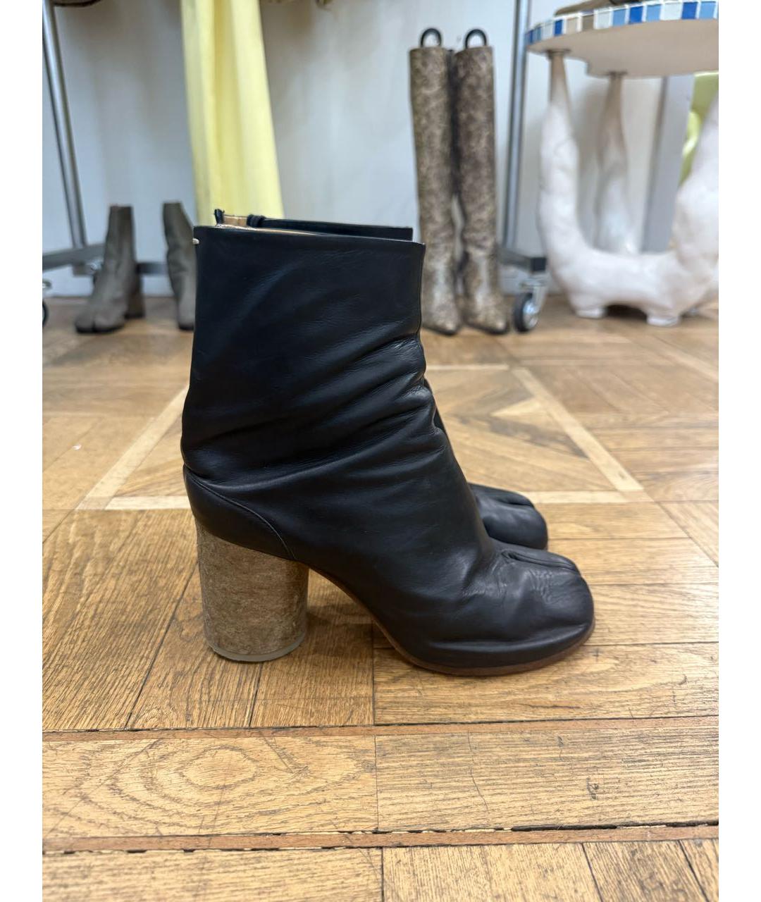 MAISON MARGIELA Черные кожаные ботильоны, фото 7