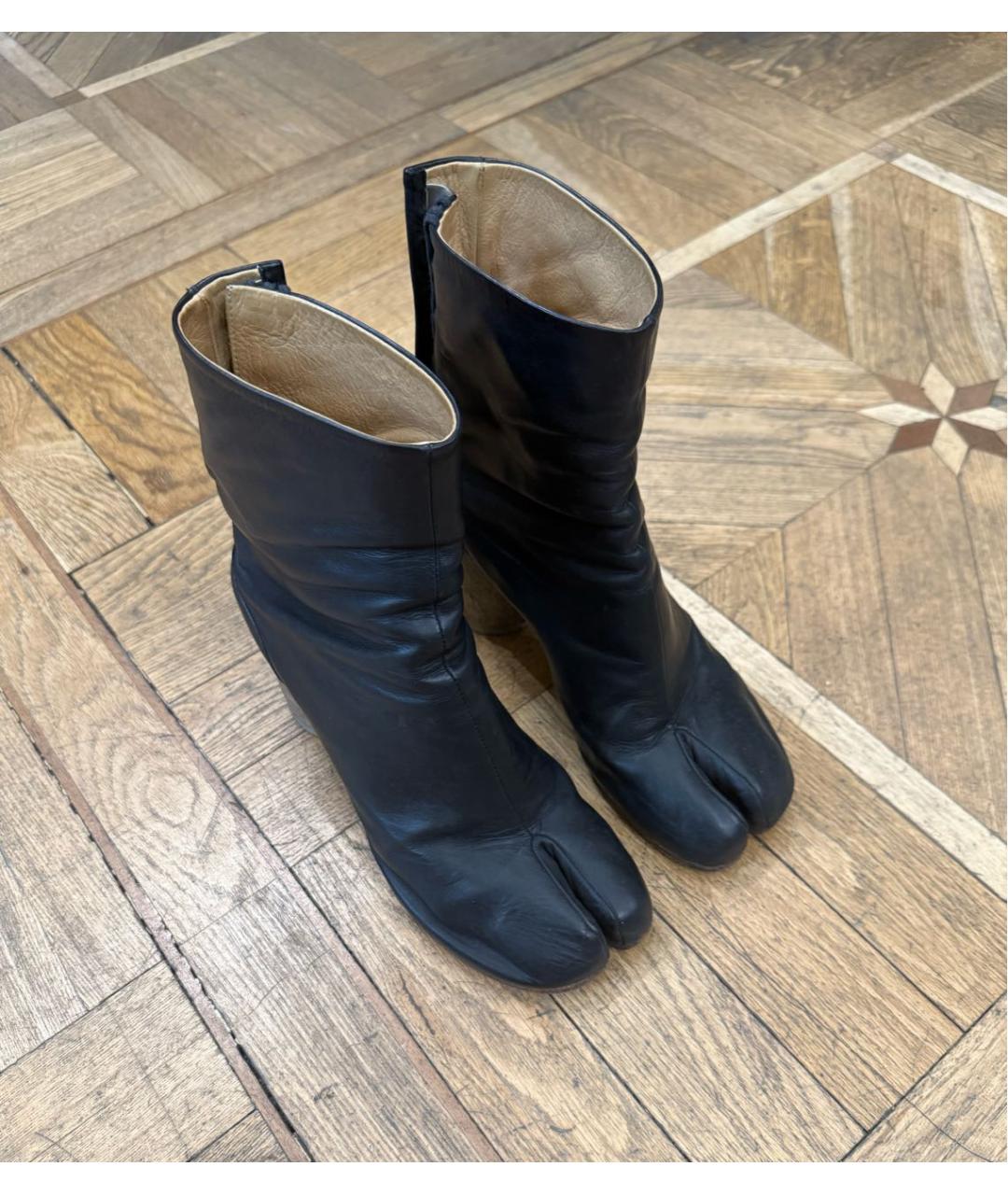 MAISON MARGIELA Черные кожаные ботильоны, фото 5