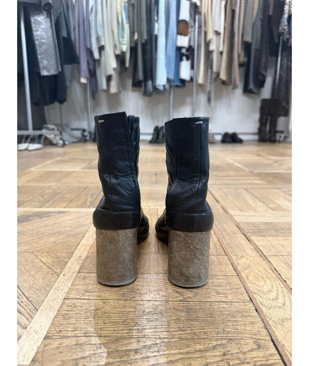 MAISON MARGIELA Черные кожаные ботильоны, фото 4