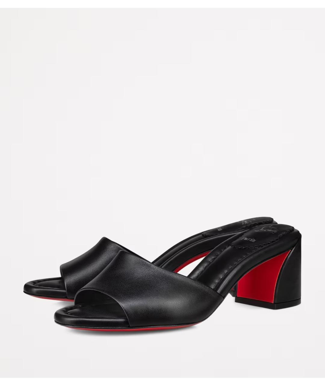 CHRISTIAN LOUBOUTIN Черные кожаные мюли, фото 2