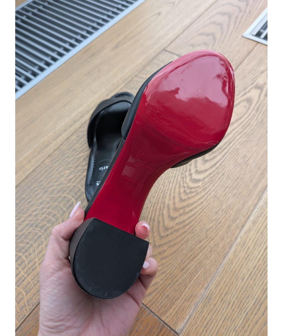 CHRISTIAN LOUBOUTIN Черные кожаные мюли, фото 5