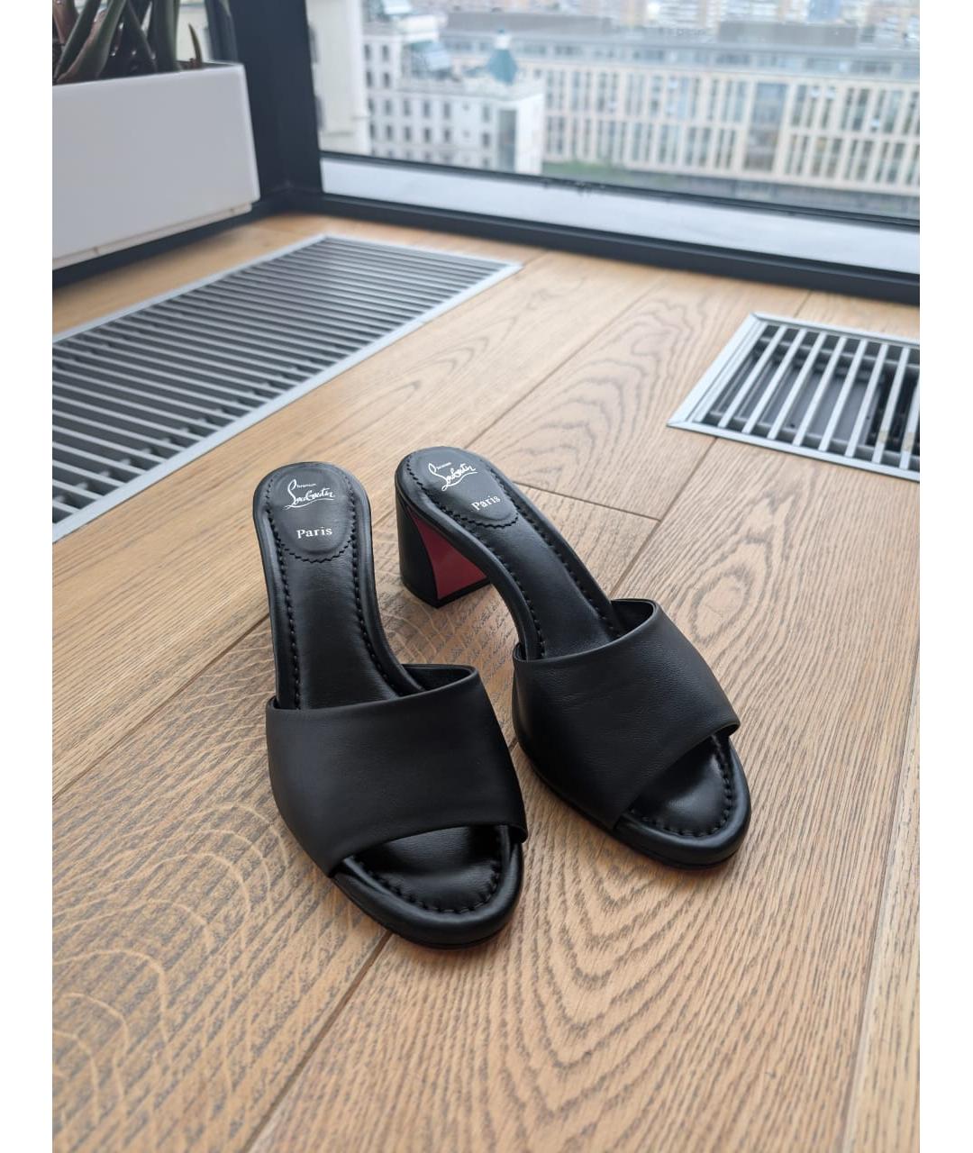 CHRISTIAN LOUBOUTIN Черные кожаные мюли, фото 7