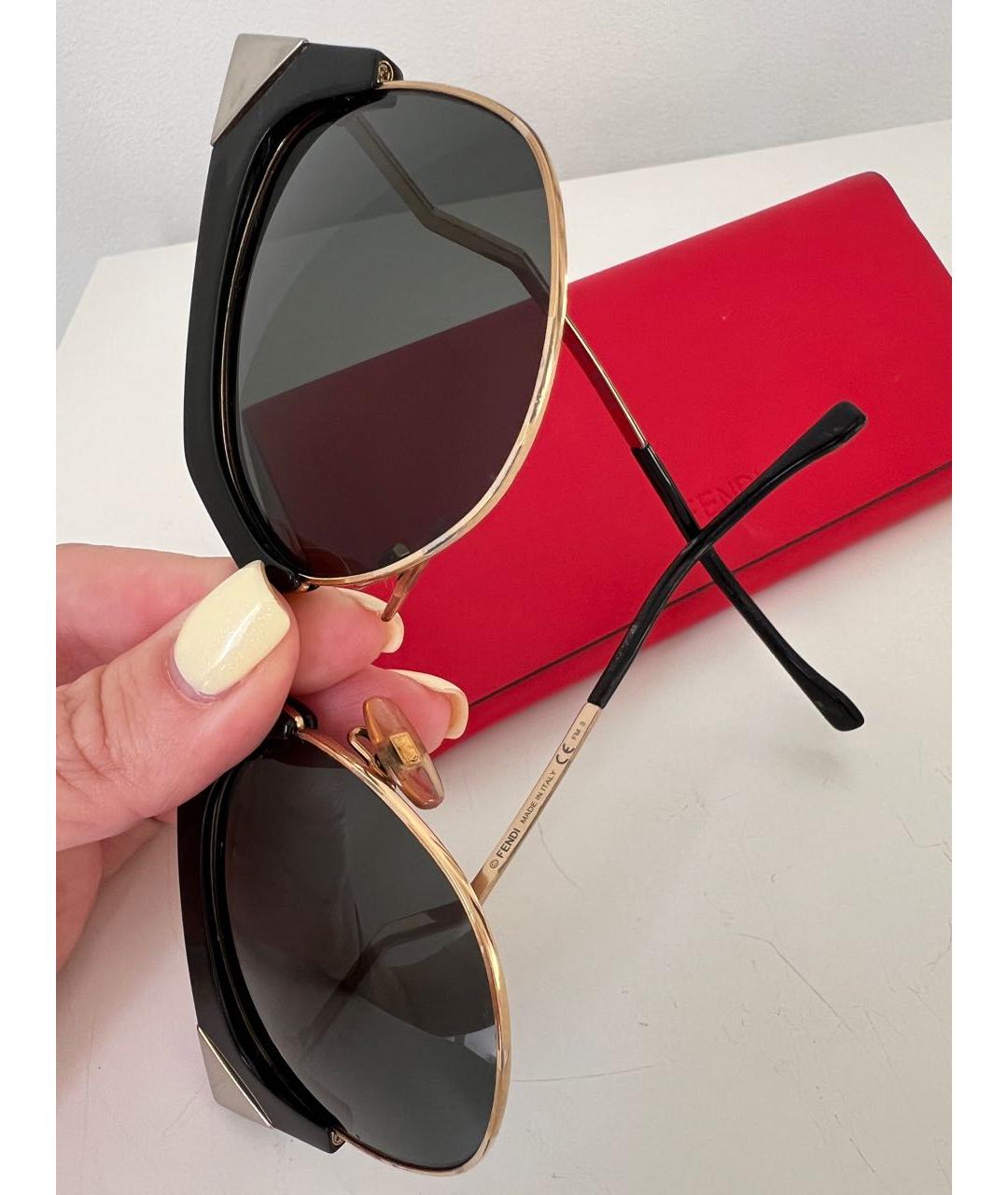 FENDI Черные металлические солнцезащитные очки, фото 5