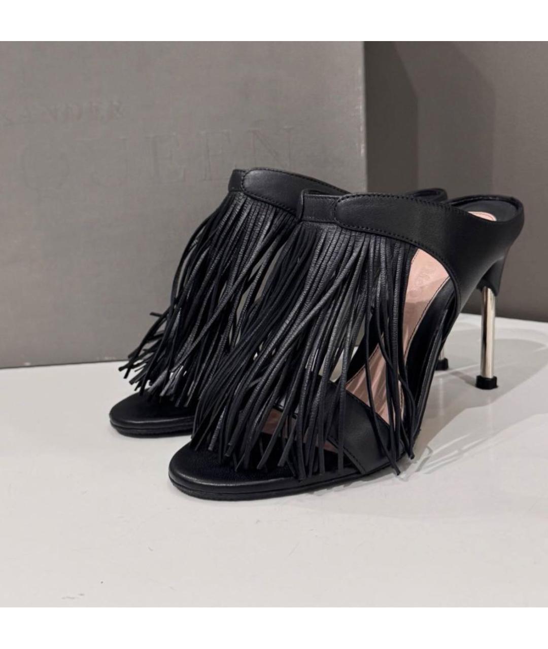ALEXANDER MCQUEEN Черные кожаные ботильоны, фото 2