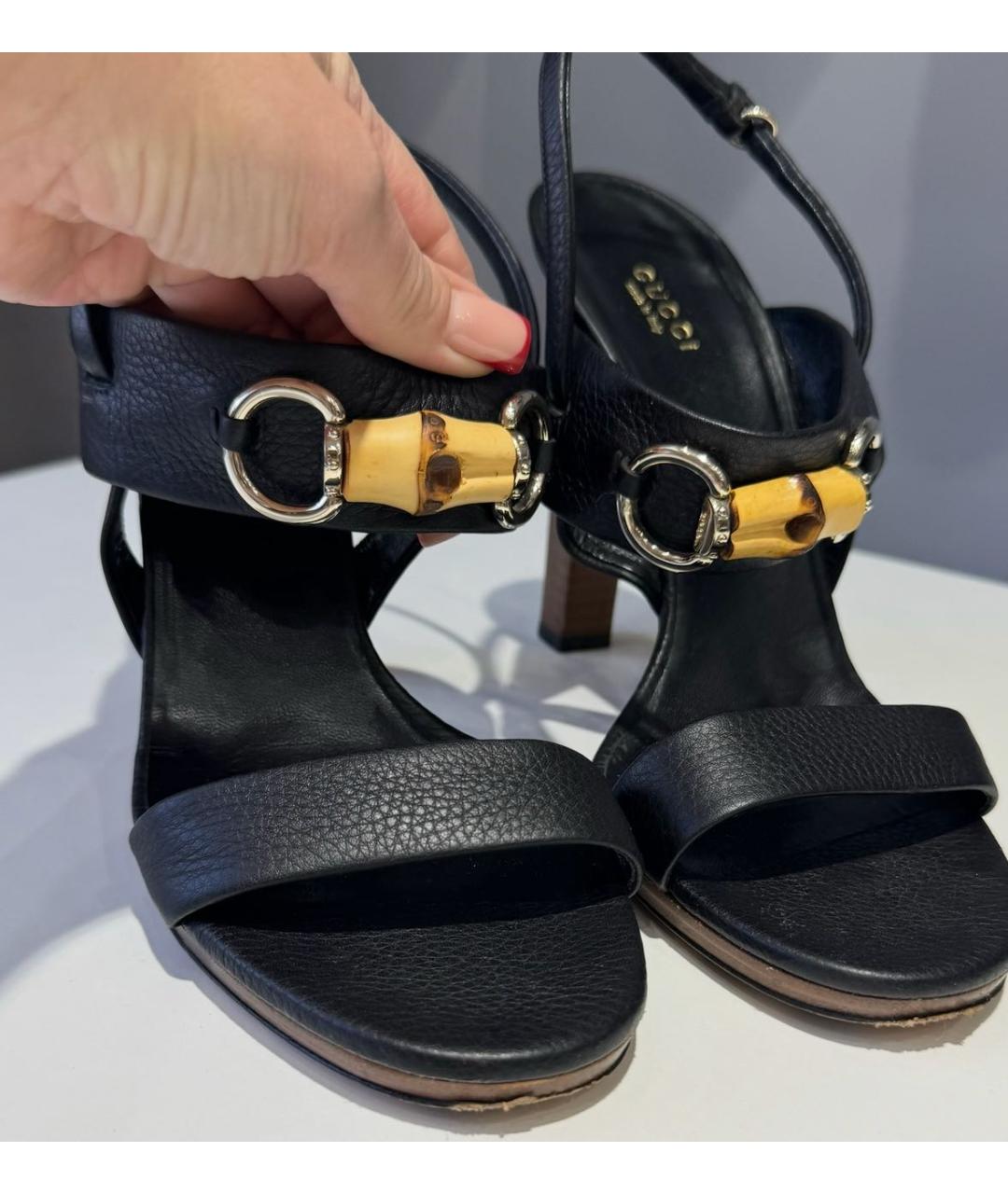 GUCCI Черные кожаные босоножки, фото 3