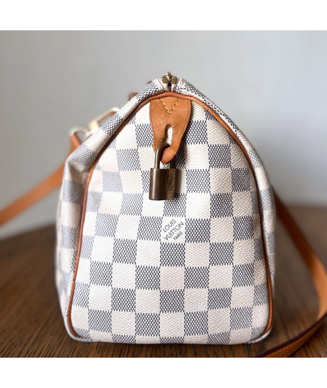 LOUIS VUITTON Белая кожаная сумка с короткими ручками, фото 6