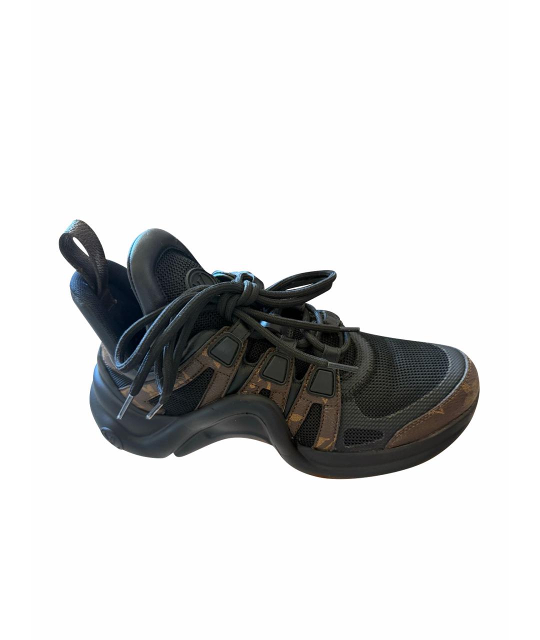 LOUIS VUITTON Коричневые кожаные кроссовки, фото 1