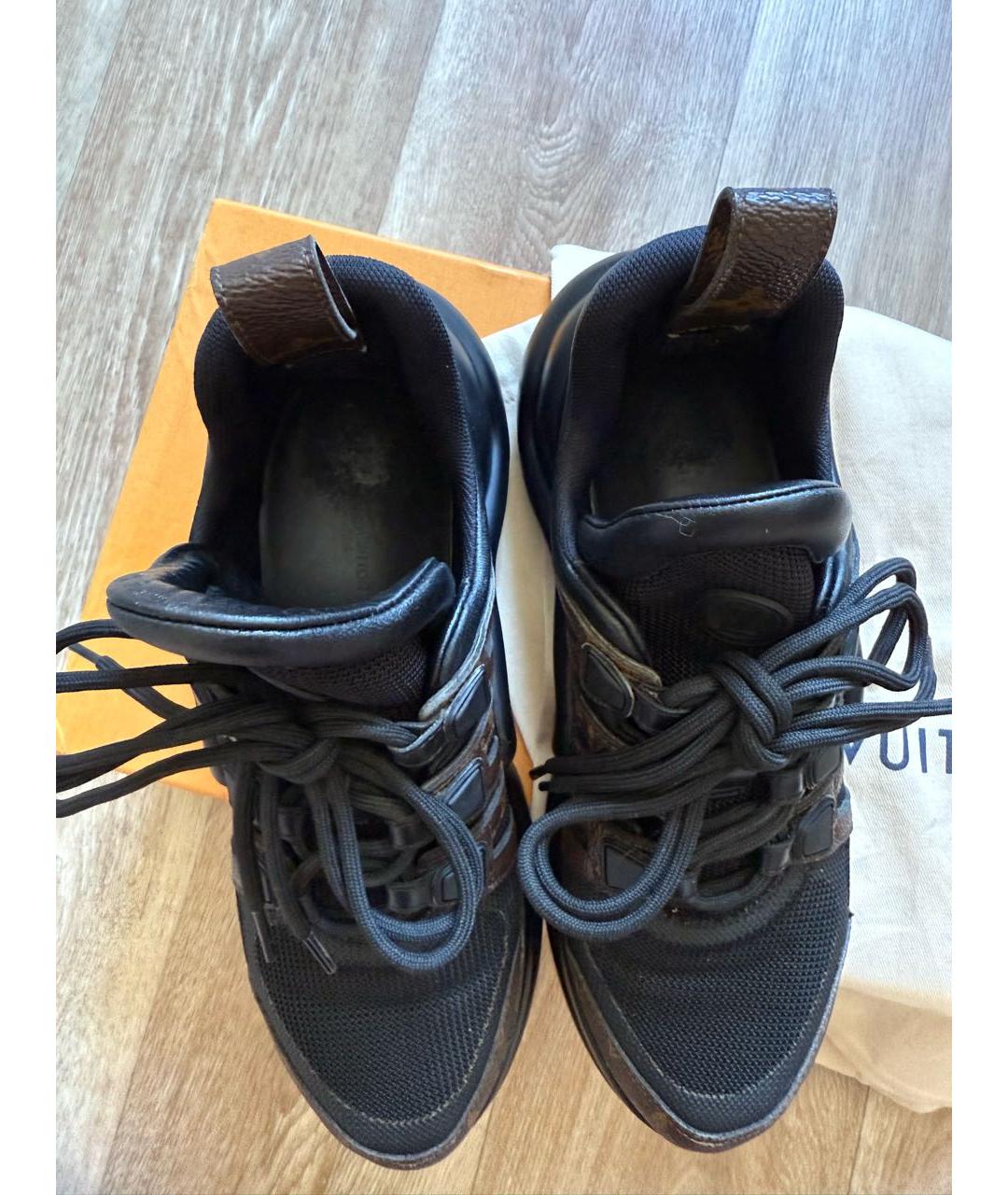 LOUIS VUITTON Коричневые кожаные кроссовки, фото 3