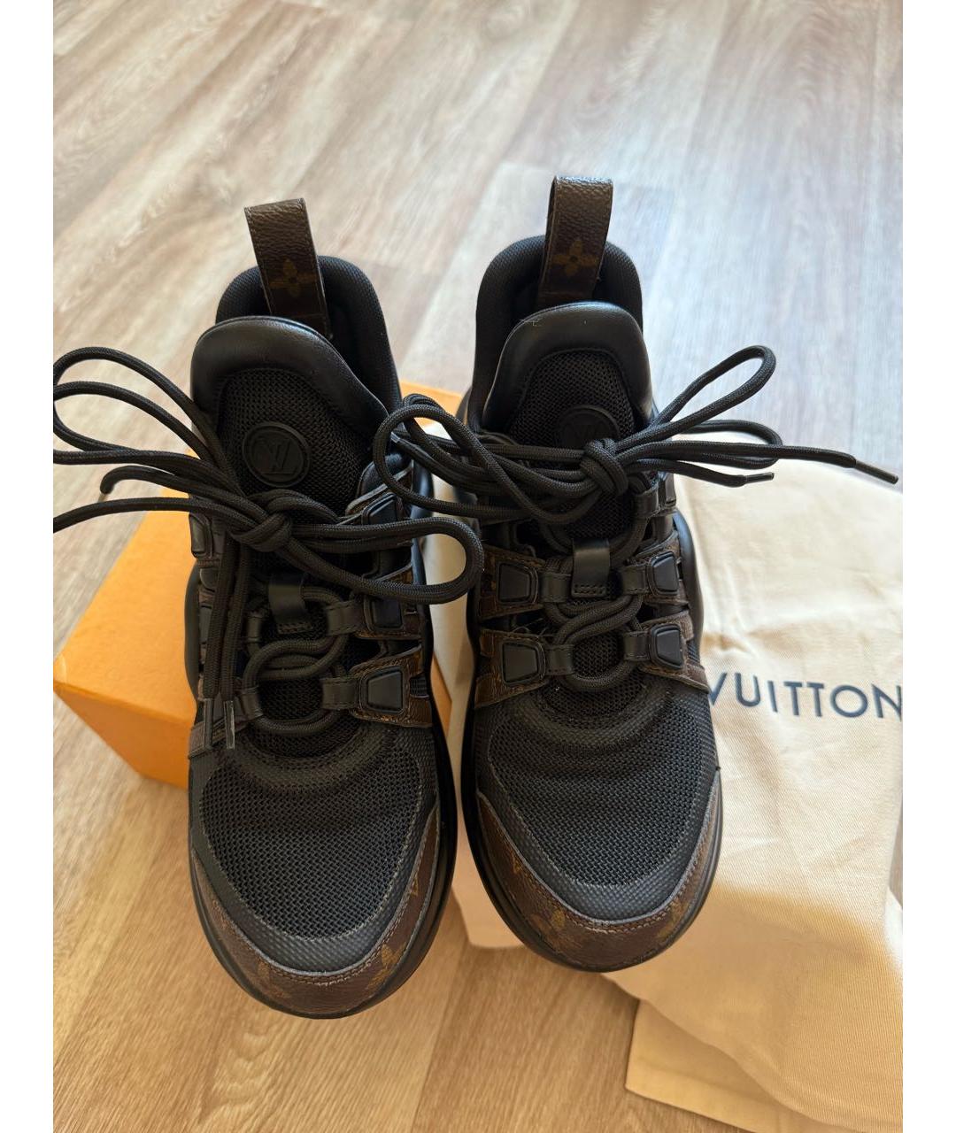 LOUIS VUITTON Коричневые кожаные кроссовки, фото 2