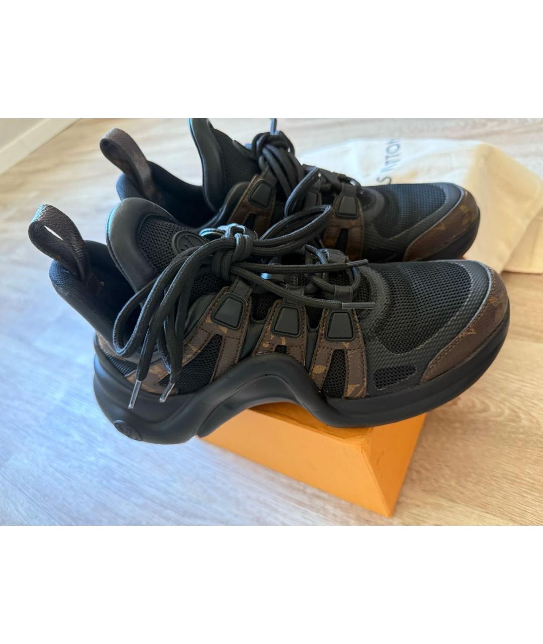 LOUIS VUITTON Коричневые кожаные кроссовки, фото 7