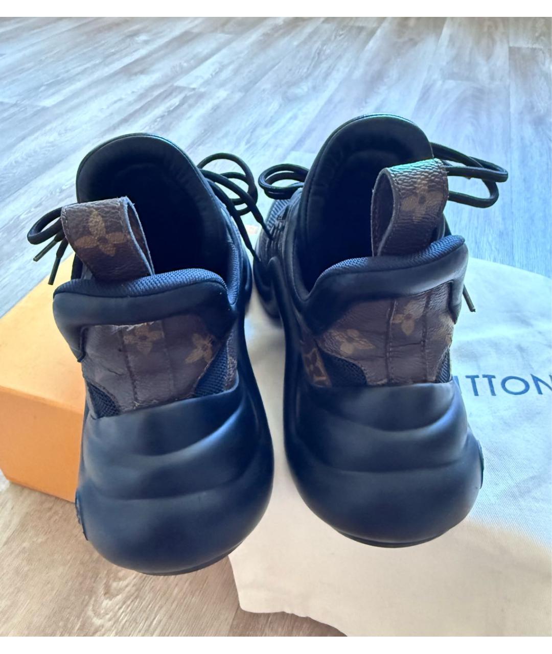 LOUIS VUITTON Коричневые кожаные кроссовки, фото 4