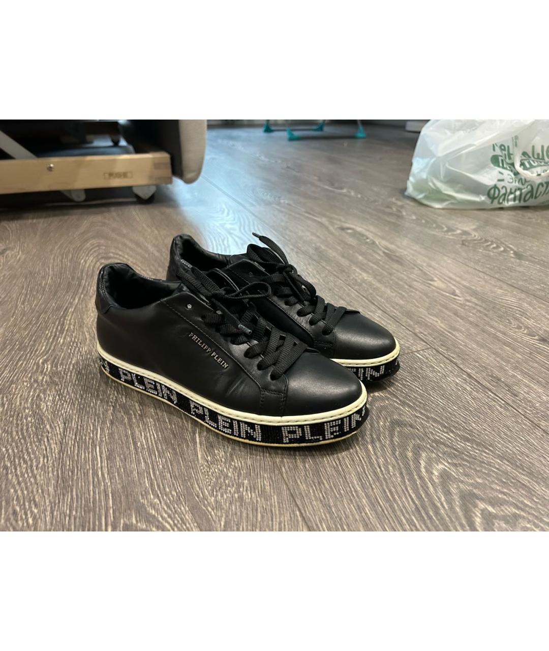 PHILIPP PLEIN Черные кожаные кеды, фото 3