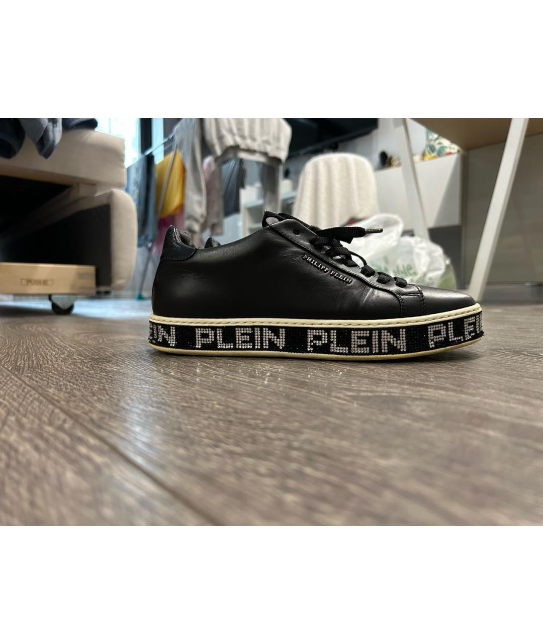 PHILIPP PLEIN Черные кожаные кеды, фото 5