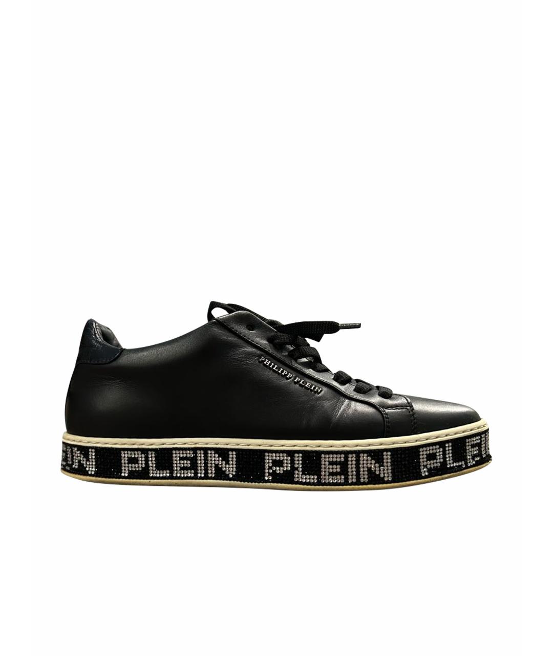 PHILIPP PLEIN Черные кожаные кеды, фото 1