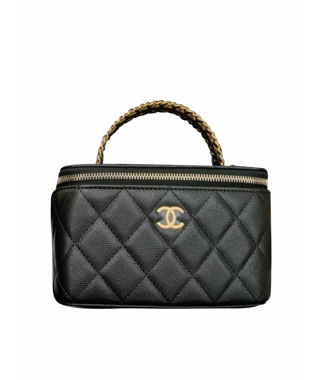 CHANEL Черная кожаная сумка с короткими ручками, фото 1