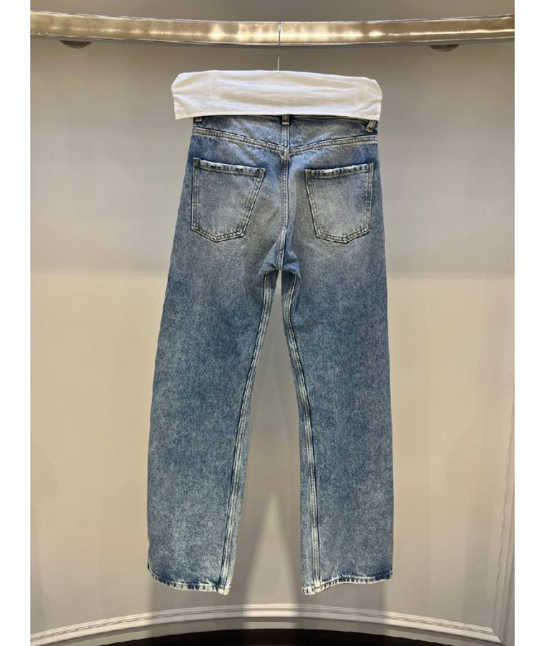 MAISON MARGIELA Голубые хлопковые прямые джинсы, фото 3