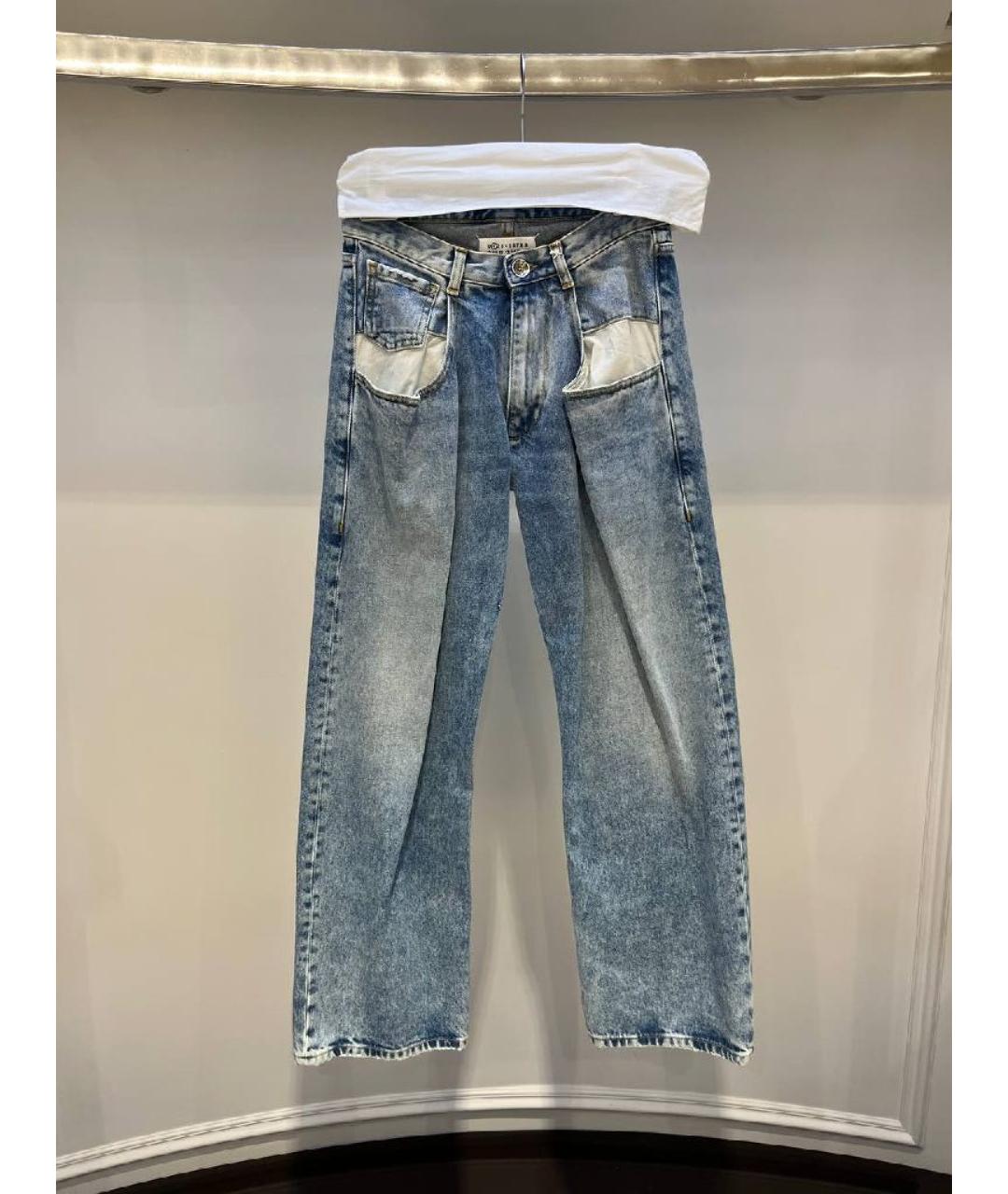 MAISON MARGIELA Голубые хлопковые прямые джинсы, фото 2
