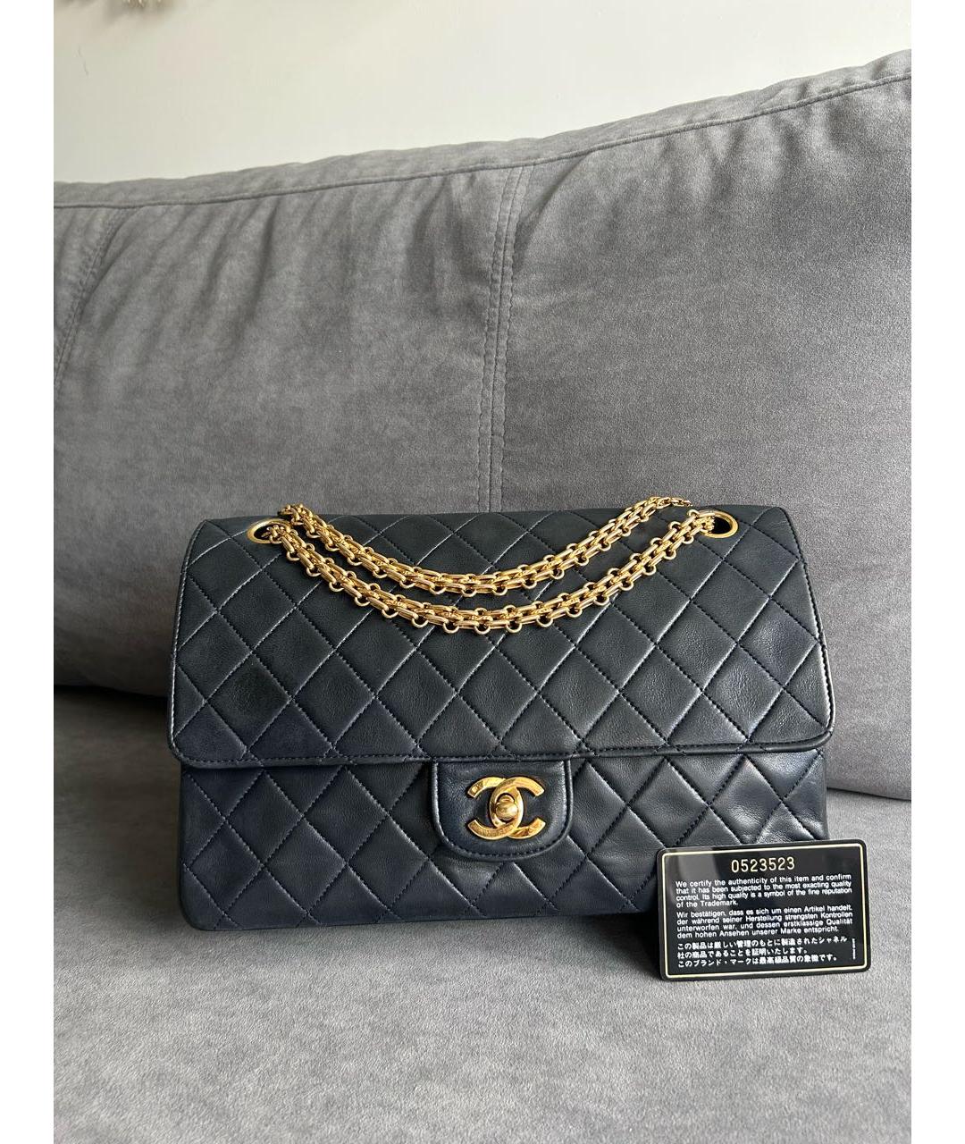 CHANEL Темно-синяя кожаная сумка через плечо, фото 2