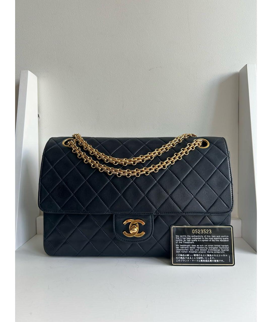 CHANEL Темно-синяя кожаная сумка через плечо, фото 9