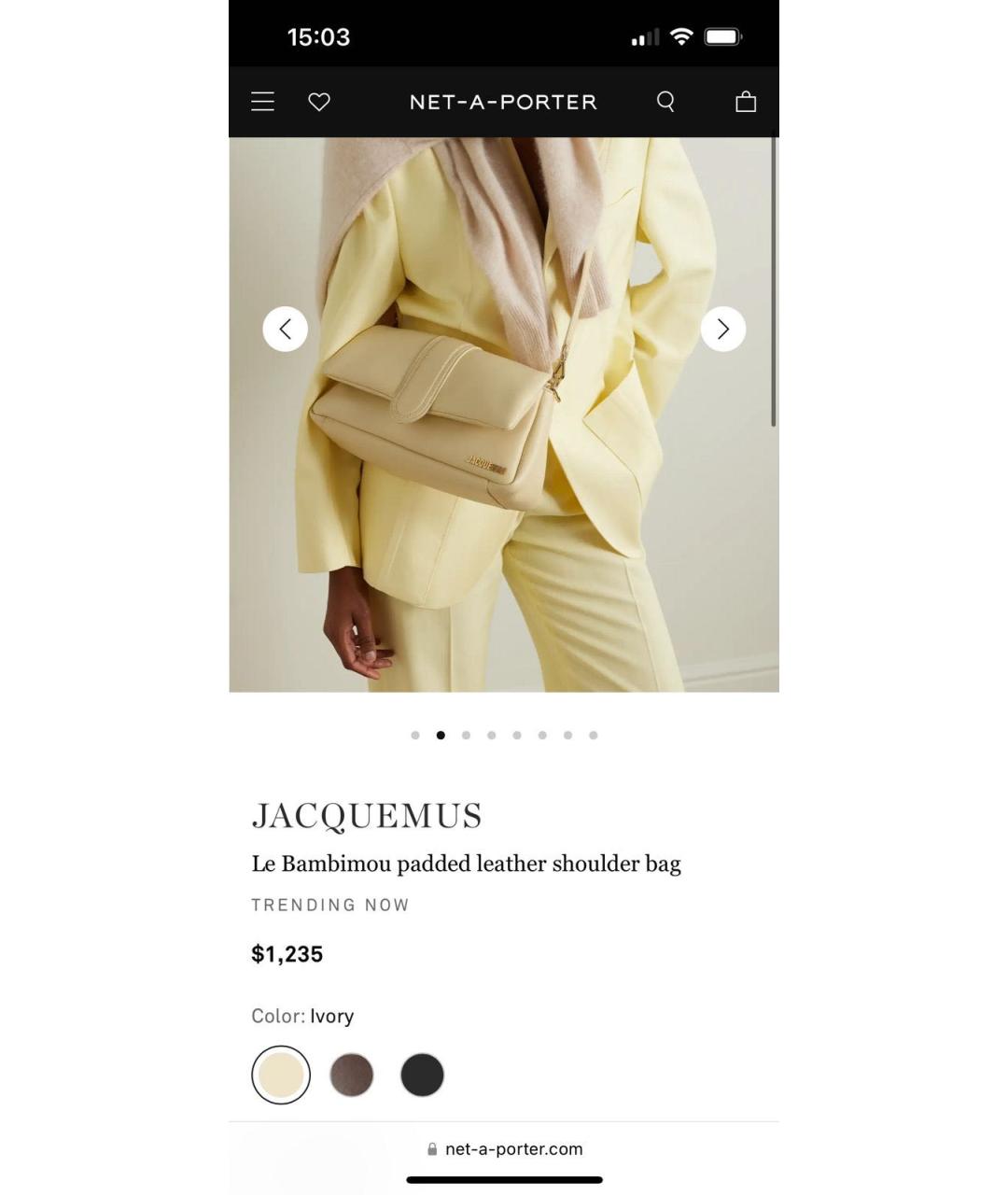JACQUEMUS Бежевая кожаная сумка через плечо, фото 8