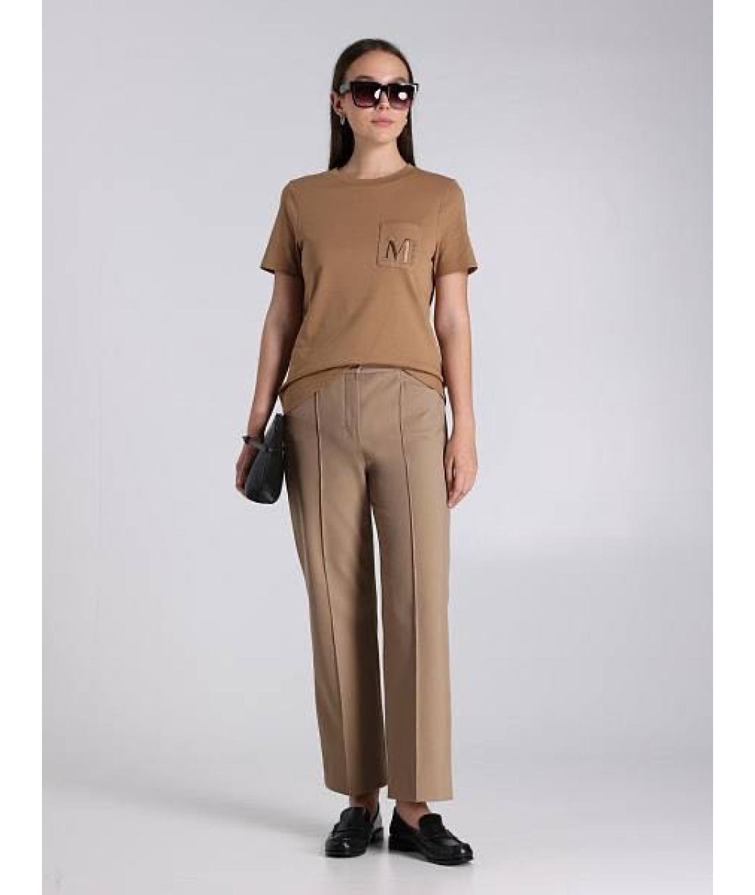 'S MAX MARA Коричневая хлопковая футболка, фото 6