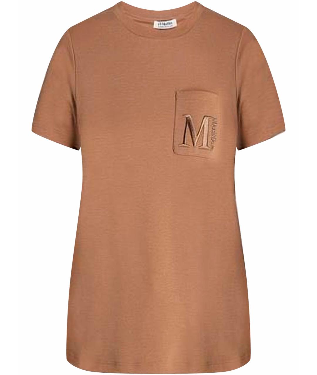 'S MAX MARA Коричневая хлопковая футболка, фото 1