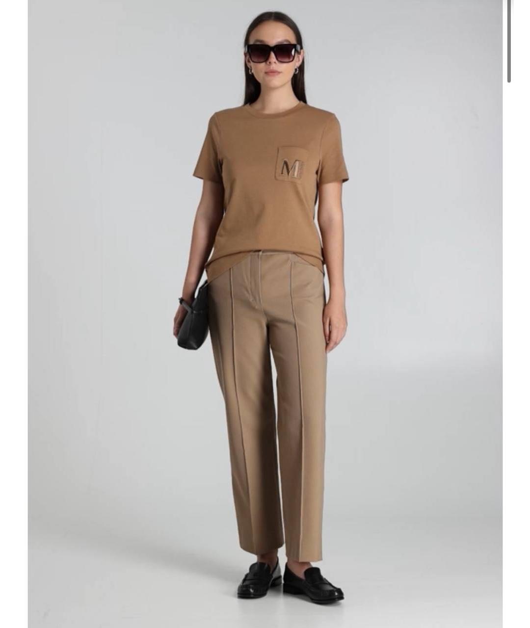 'S MAX MARA Коричневая хлопковая футболка, фото 5