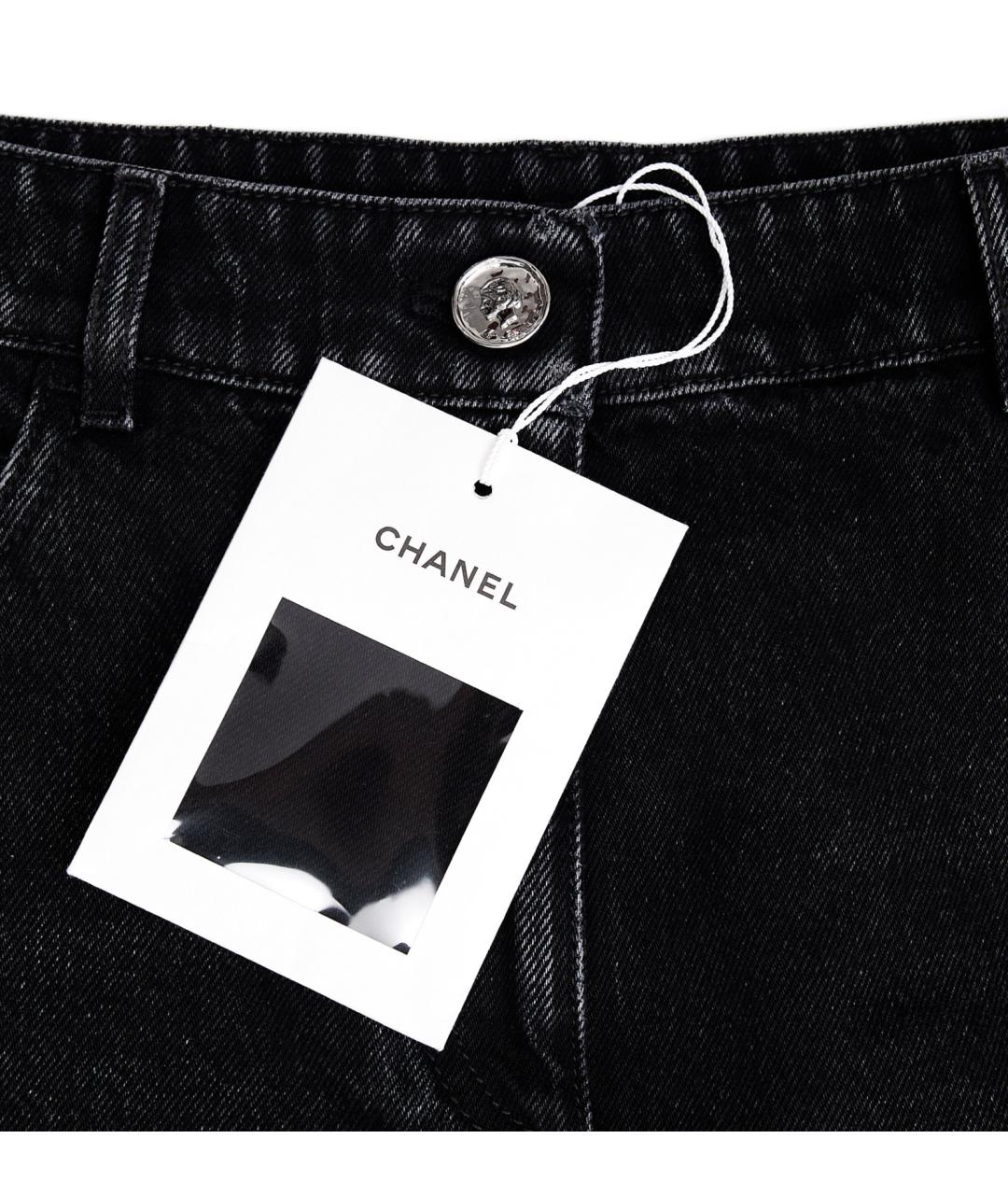 CHANEL Черные хлопковые прямые джинсы, фото 3