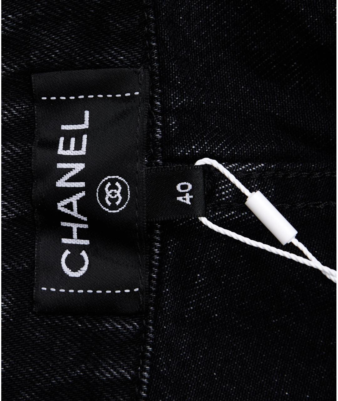 CHANEL Черные хлопковые прямые джинсы, фото 4