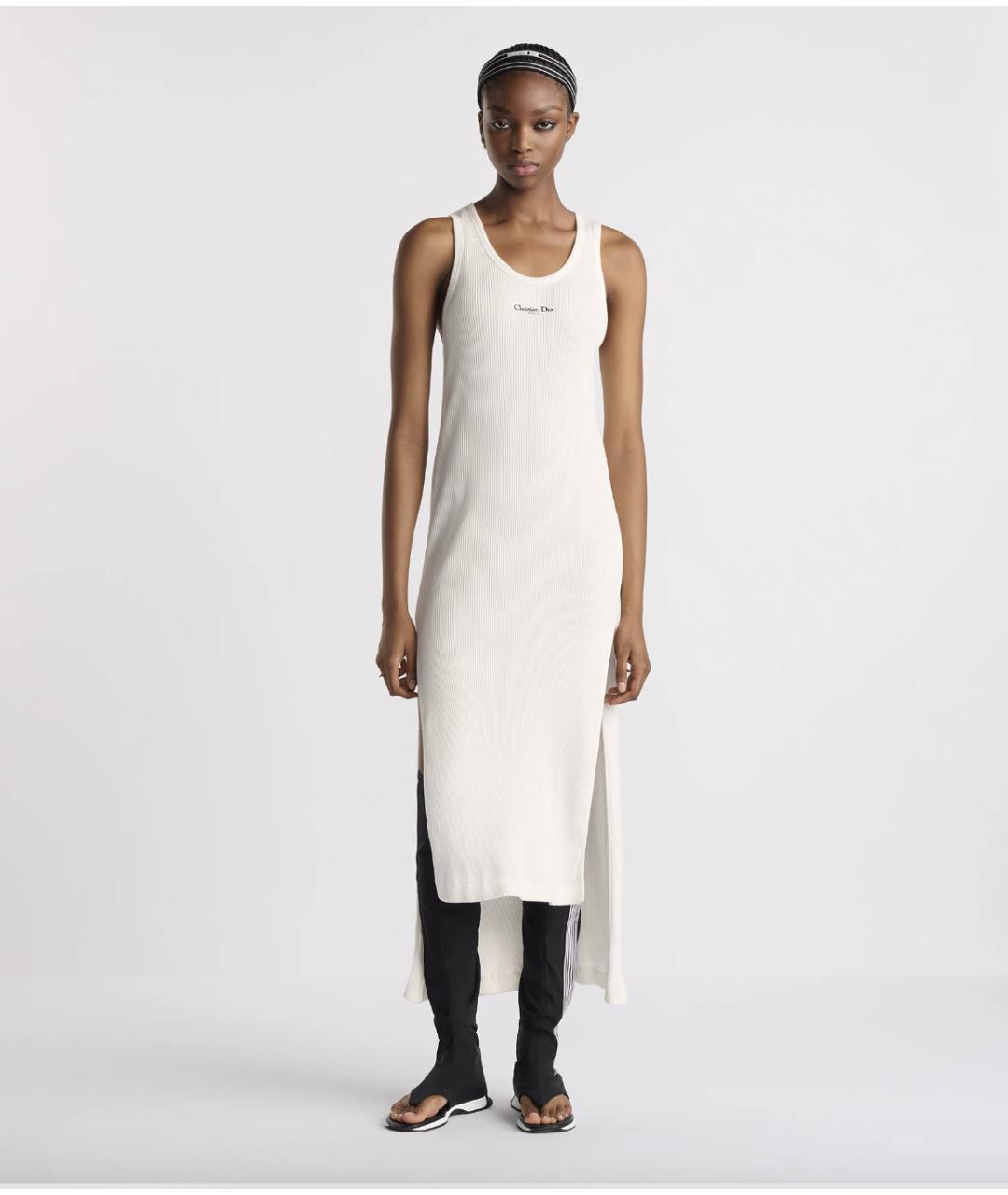 CHRISTIAN DIOR Белое хлопковое повседневное платье, фото 2