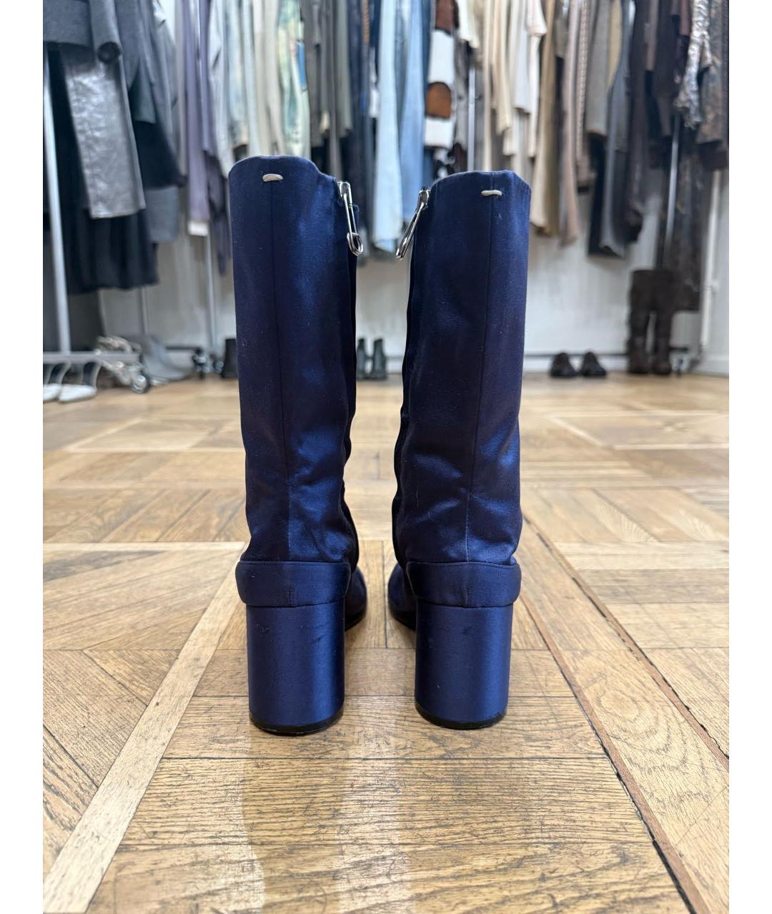 MAISON MARGIELA Темно-синие текстильные ботильоны, фото 4