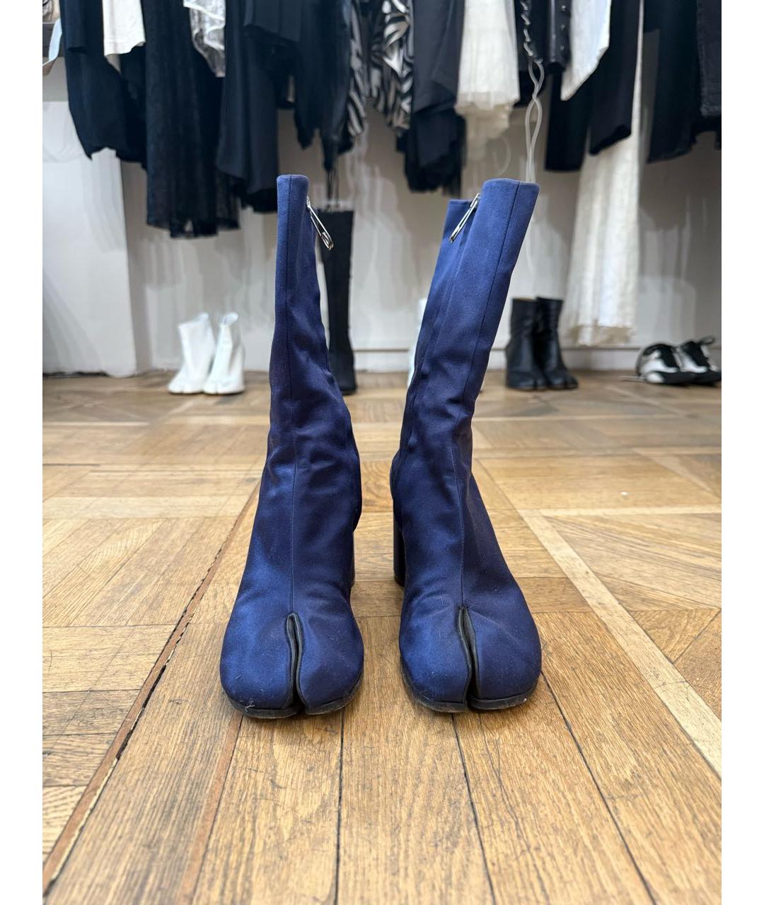 MAISON MARGIELA Темно-синие текстильные ботильоны, фото 2