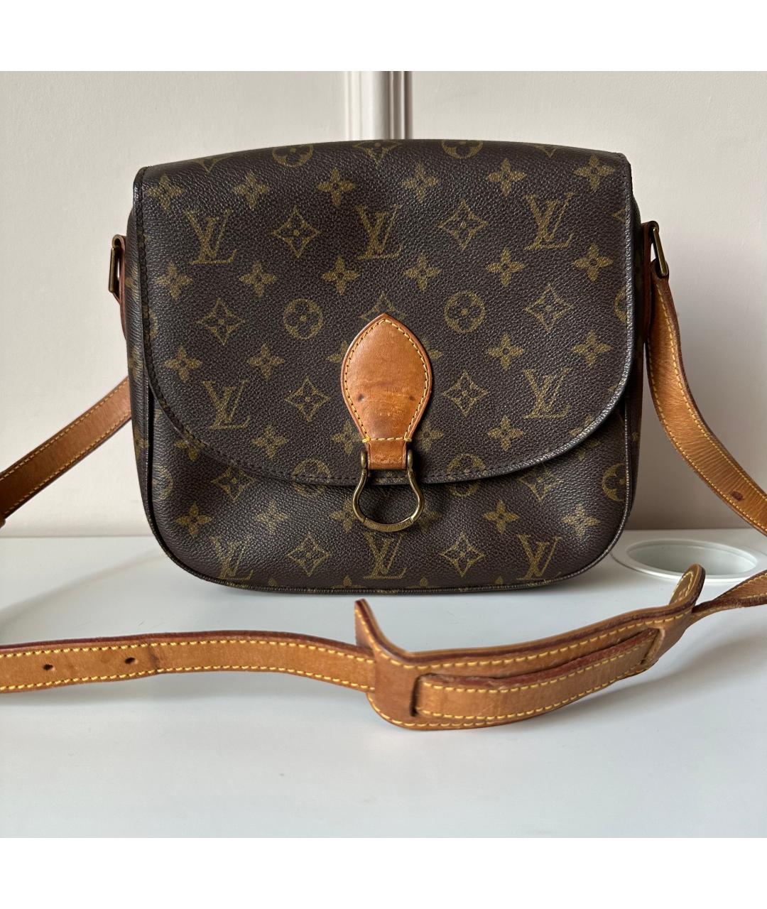 LOUIS VUITTON Коричневая кожаная сумка через плечо, фото 10
