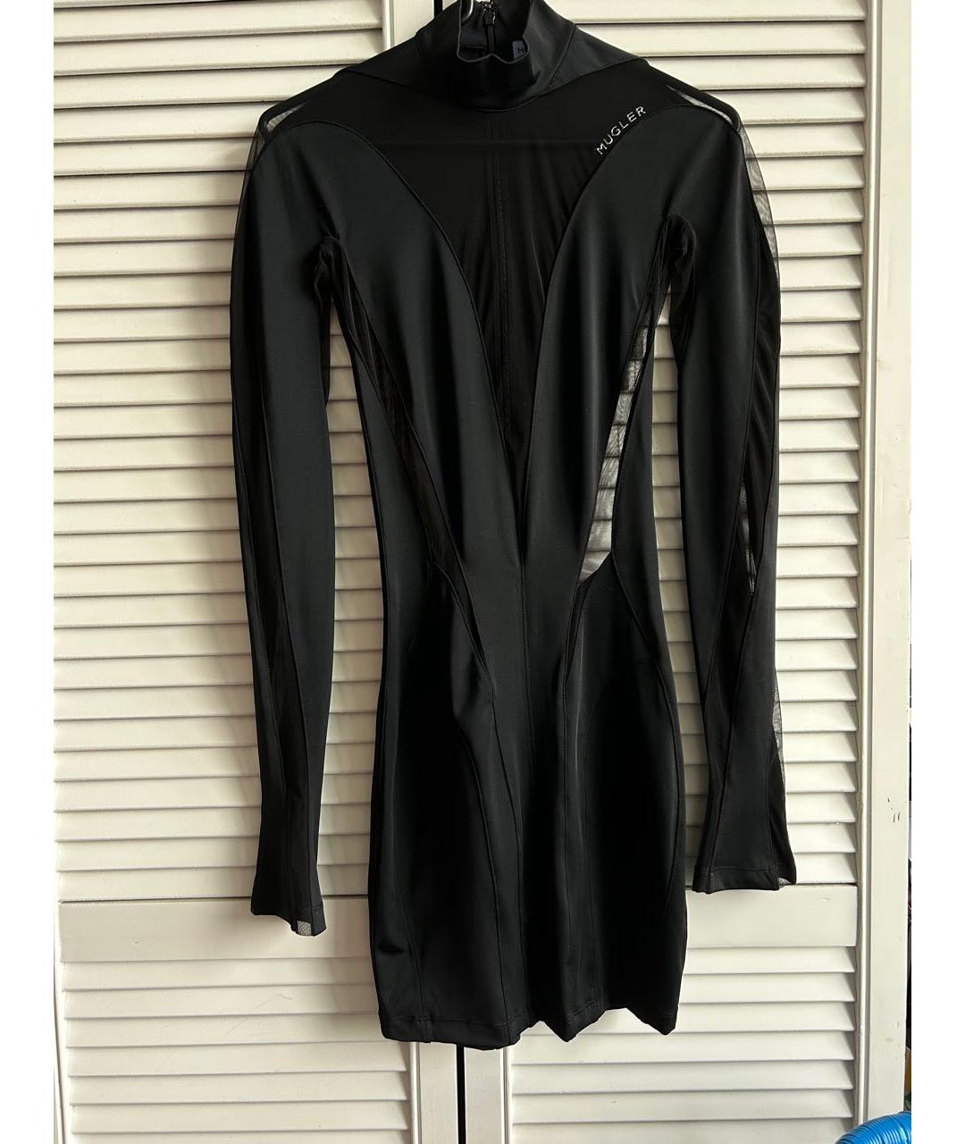 MUGLER Черное полиамидовое коктейльное платье, фото 4