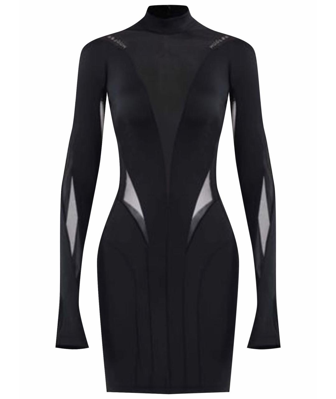 MUGLER Черное полиамидовое коктейльное платье, фото 1