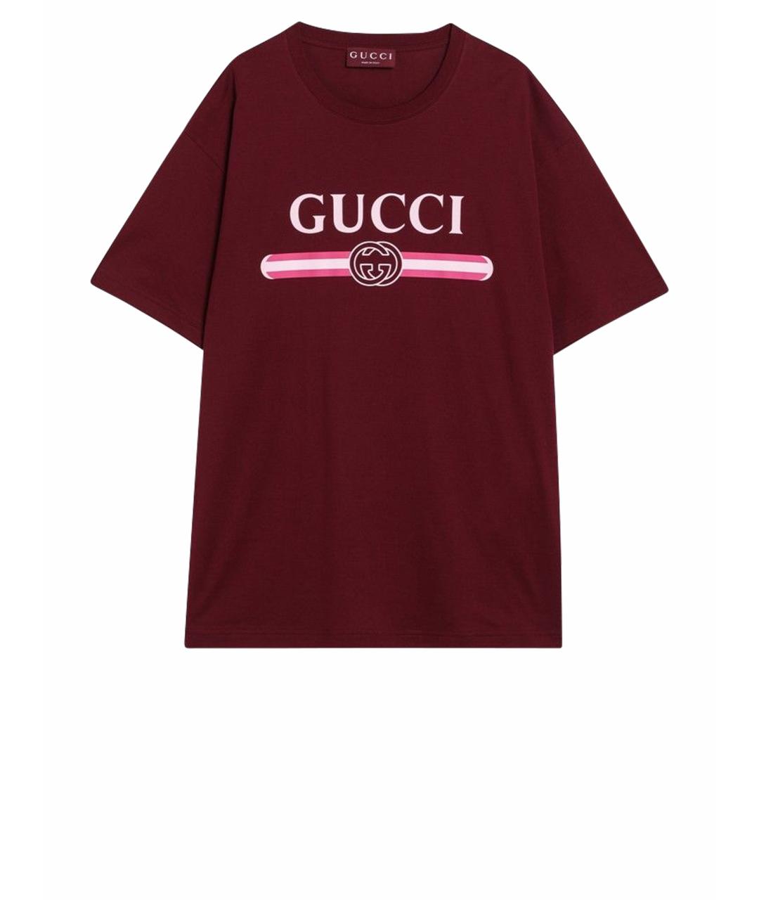 GUCCI Бордовая хлопковая футболка, фото 1