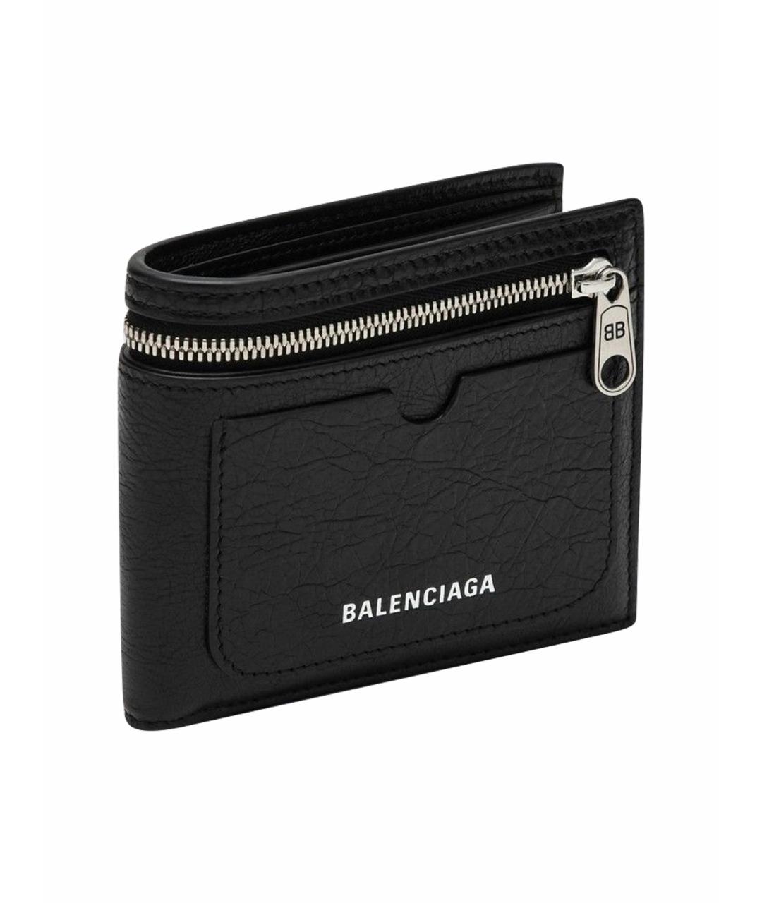 BALENCIAGA Черный кожаный кошелек, фото 1