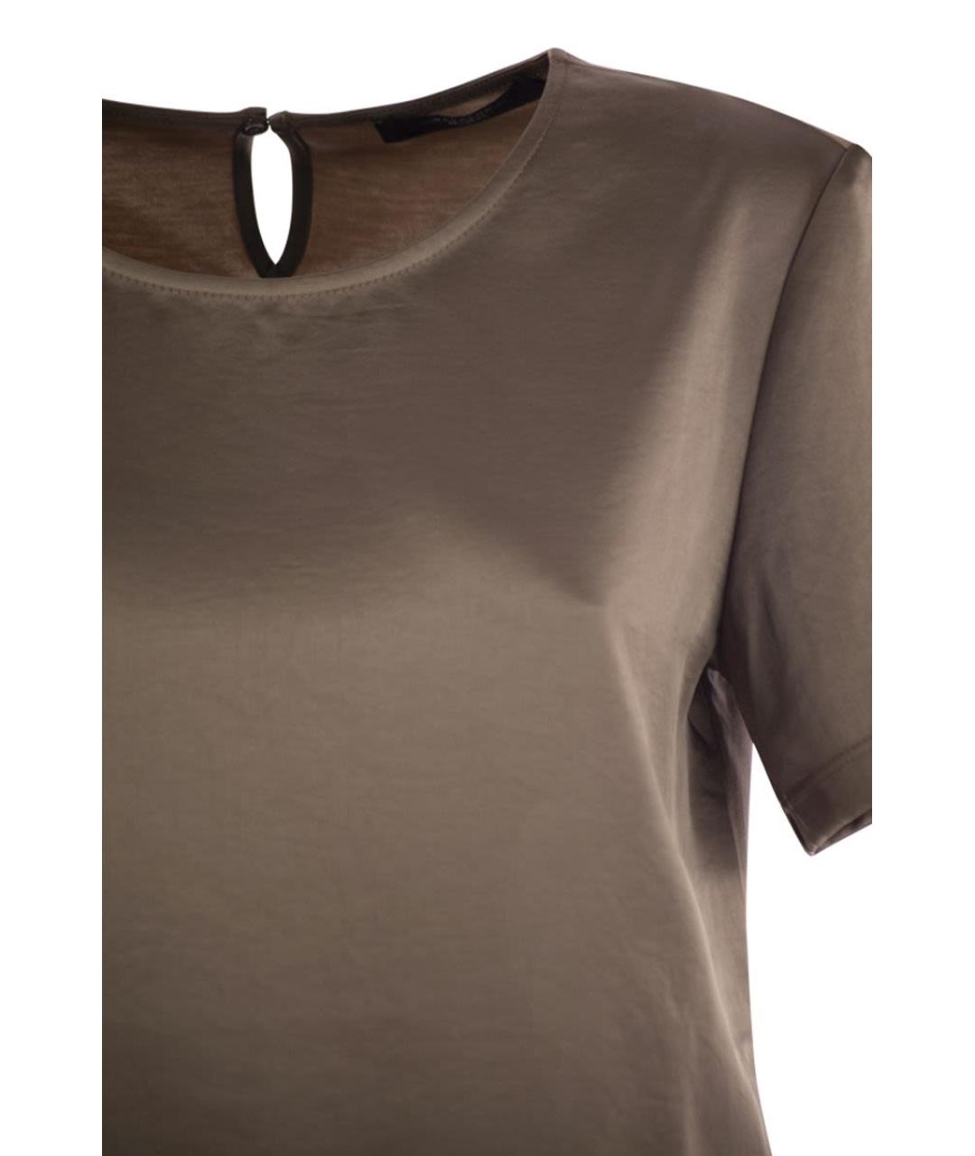 WEEKEND MAX MARA Коричневая полиэстеровая футболка, фото 4