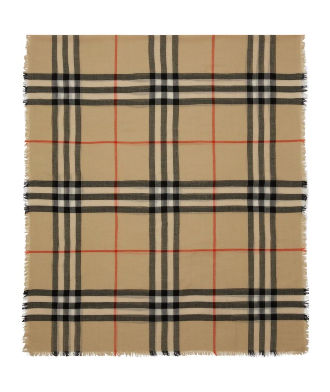 BURBERRY Бежевый шерстяной шарф, фото 2