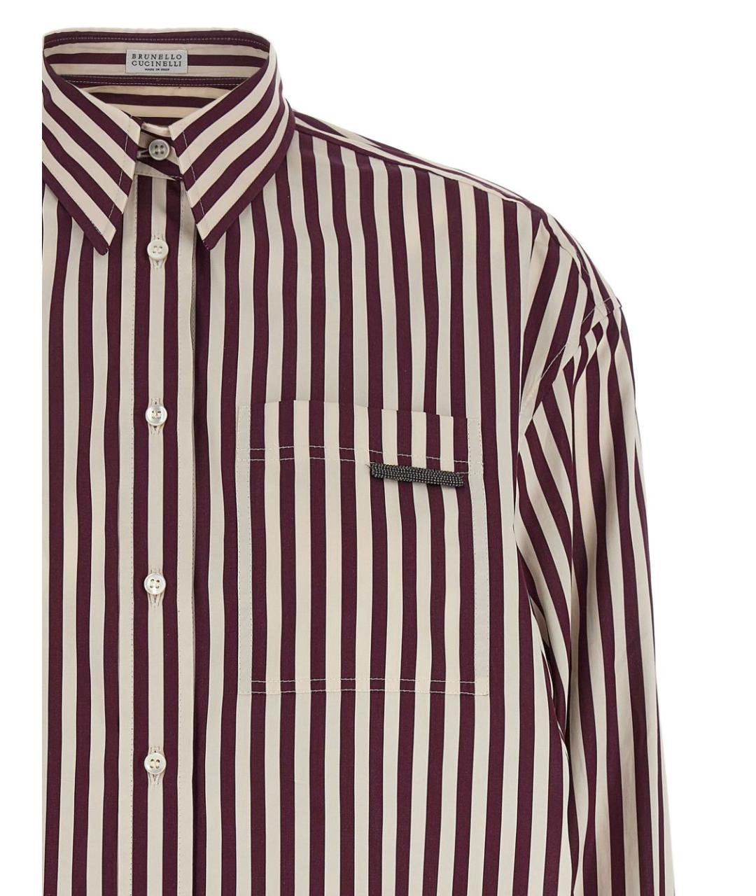 BRUNELLO CUCINELLI Бордовая хлопковая рубашка, фото 3