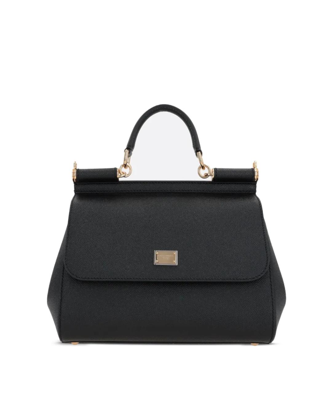 DOLCE&GABBANA Черная кожаная сумка с короткими ручками, фото 1