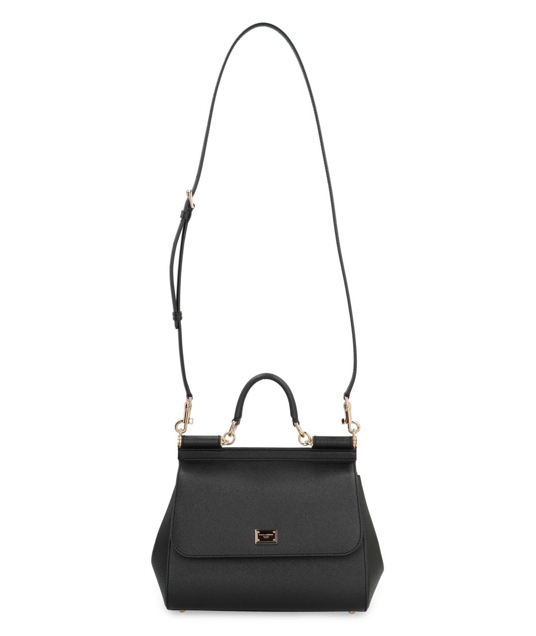 DOLCE&GABBANA Черная кожаная сумка с короткими ручками, фото 6