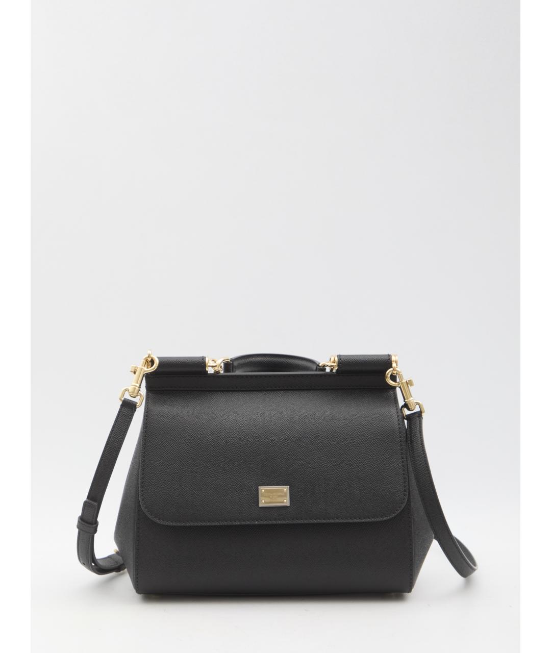 DOLCE&GABBANA Черная кожаная сумка с короткими ручками, фото 2