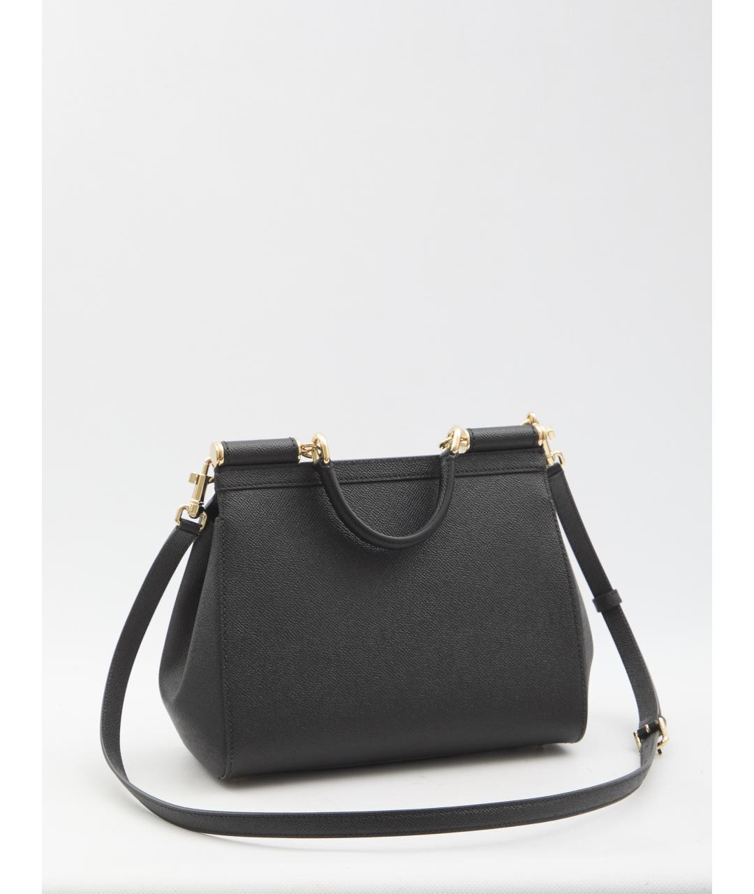 DOLCE&GABBANA Черная кожаная сумка с короткими ручками, фото 3